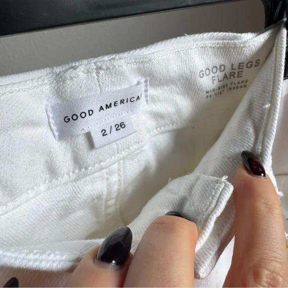 NWT Good American Good Legs Flare White Jeans Sz 2/26 - Picture 8 of 10